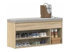 Banco zapatero de roble Sonoma 102x30,5x45 cm madera de ingeniería