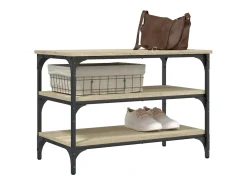 Banco zapatero de roble Sonoma 70x38,5x49 cm madera de ingeniería