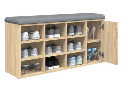 Banco zapatero de roble Sonoma 102x32x50 cm madera de ingeniería