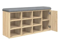 Banco zapatero de roble Sonoma 102x32x50 cm madera de ingeniería