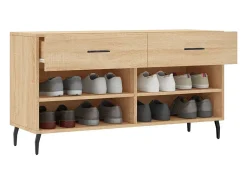 Banco zapatero de roble Sonoma 102x35x55 cm madera de ingeniería