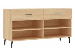 Banco zapatero de roble Sonoma 102x35x55 cm madera de ingeniería