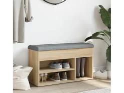 Banco zapatero de roble Sonoma 82x32x45,5 cm madera de ingeniería