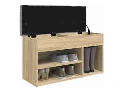 Banco zapatero de roble Sonoma 82x32x45,5 cm madera de ingeniería