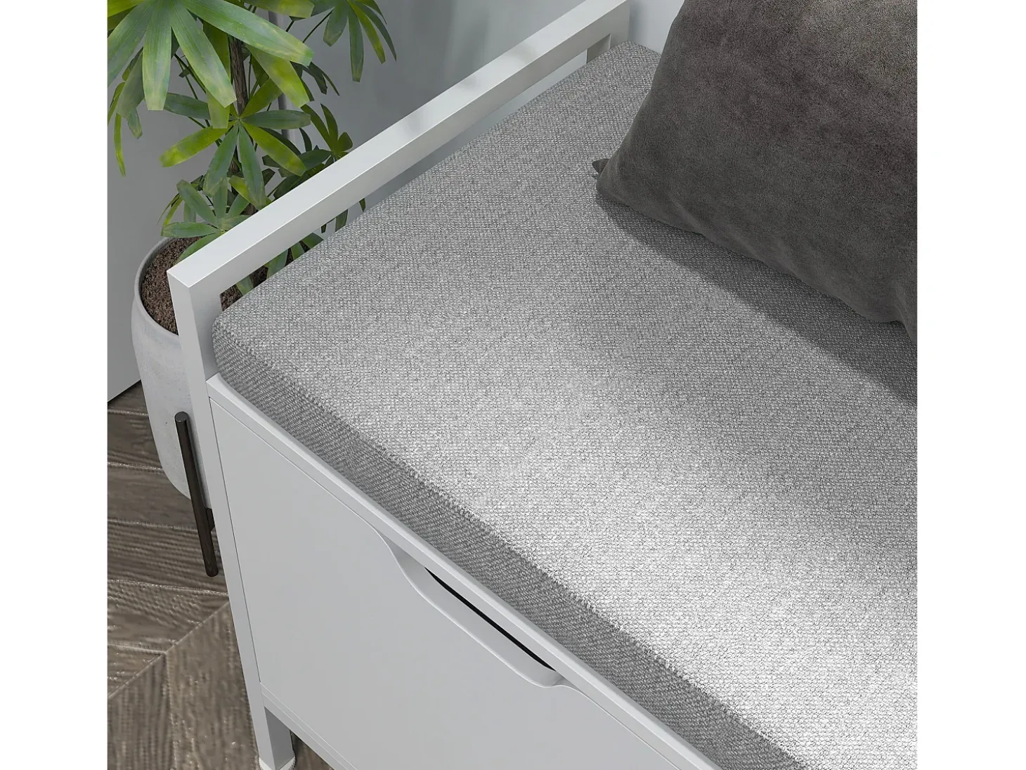 Banco zapatero Flow Homcom asiento + 2 compartimentos blanco 50x84x35 cm