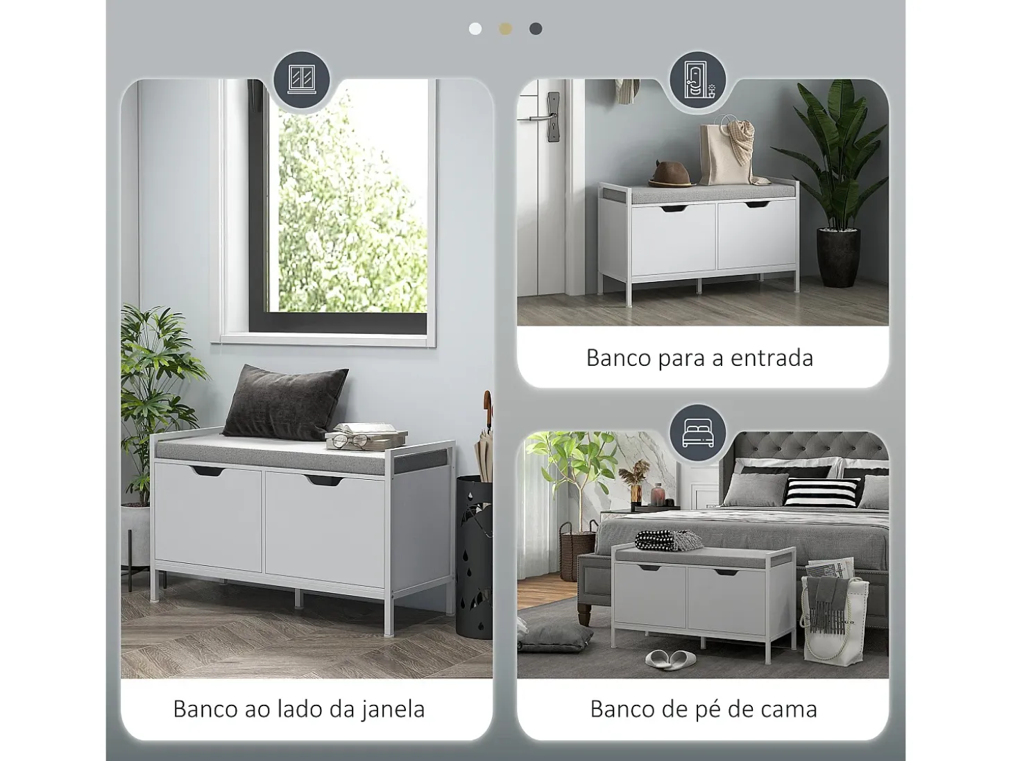 Banco zapatero Flow Homcom asiento + 2 compartimentos blanco 50x84x35 cm