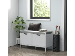 Banco zapatero Flow Homcom asiento + 2 compartimentos blanco 50x84x35 cm