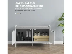 Banco zapatero Flow Homcom asiento + 2 compartimentos blanco 50x84x35 cm