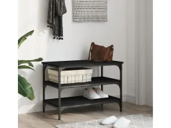 Banco zapatero madera de ingeniería negro 70x38,5x49 cm ES752202