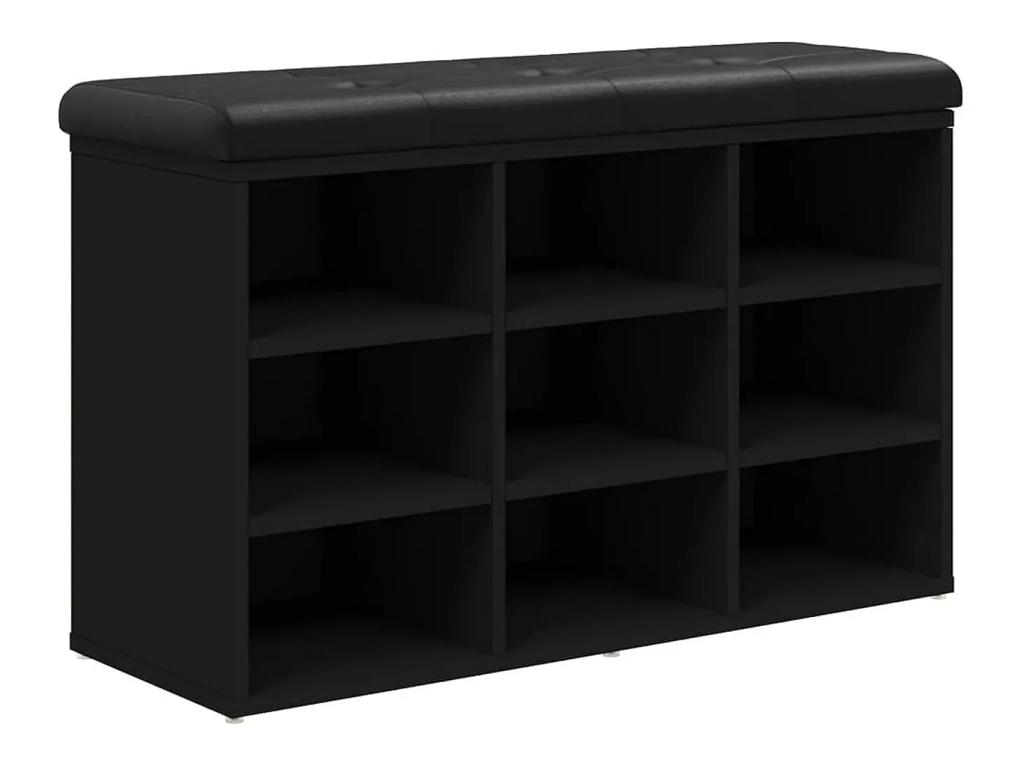 Banco zapatero madera de ingeniería negro 82x32x50 cm