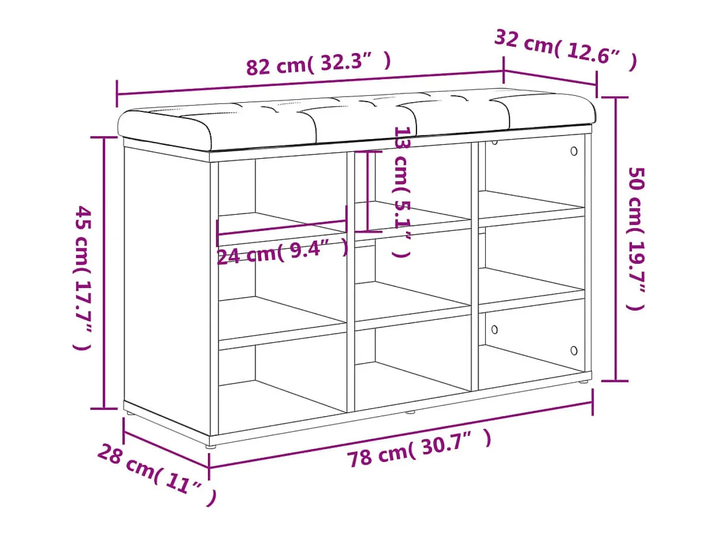 Banco zapatero madera de ingeniería negro 82x32x50 cm