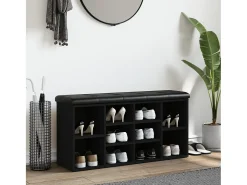Banco zapatero madera de ingeniería negro 102x32x50 cm ES112043