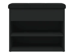 Banco zapatero madera de ingeniería negro 62x32x50 cm