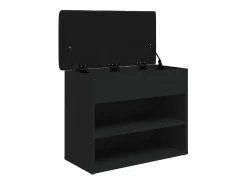 Banco zapatero madera de ingeniería negro 62x32x50 cm