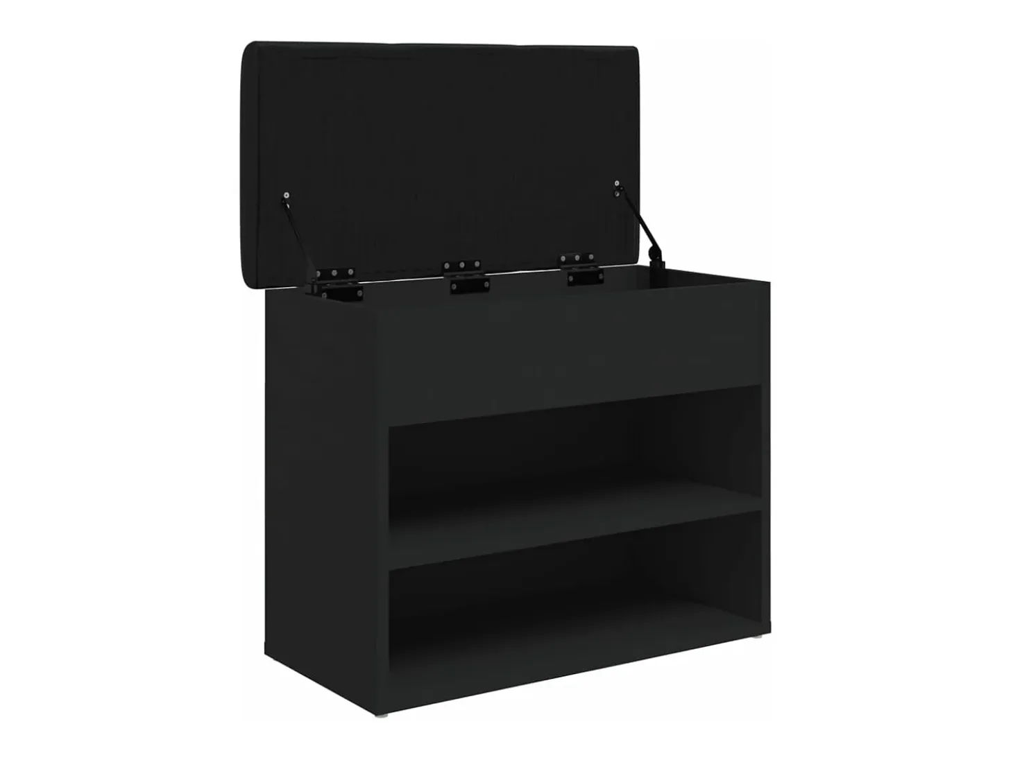 Banco zapatero madera de ingeniería negro 62x32x50 cm