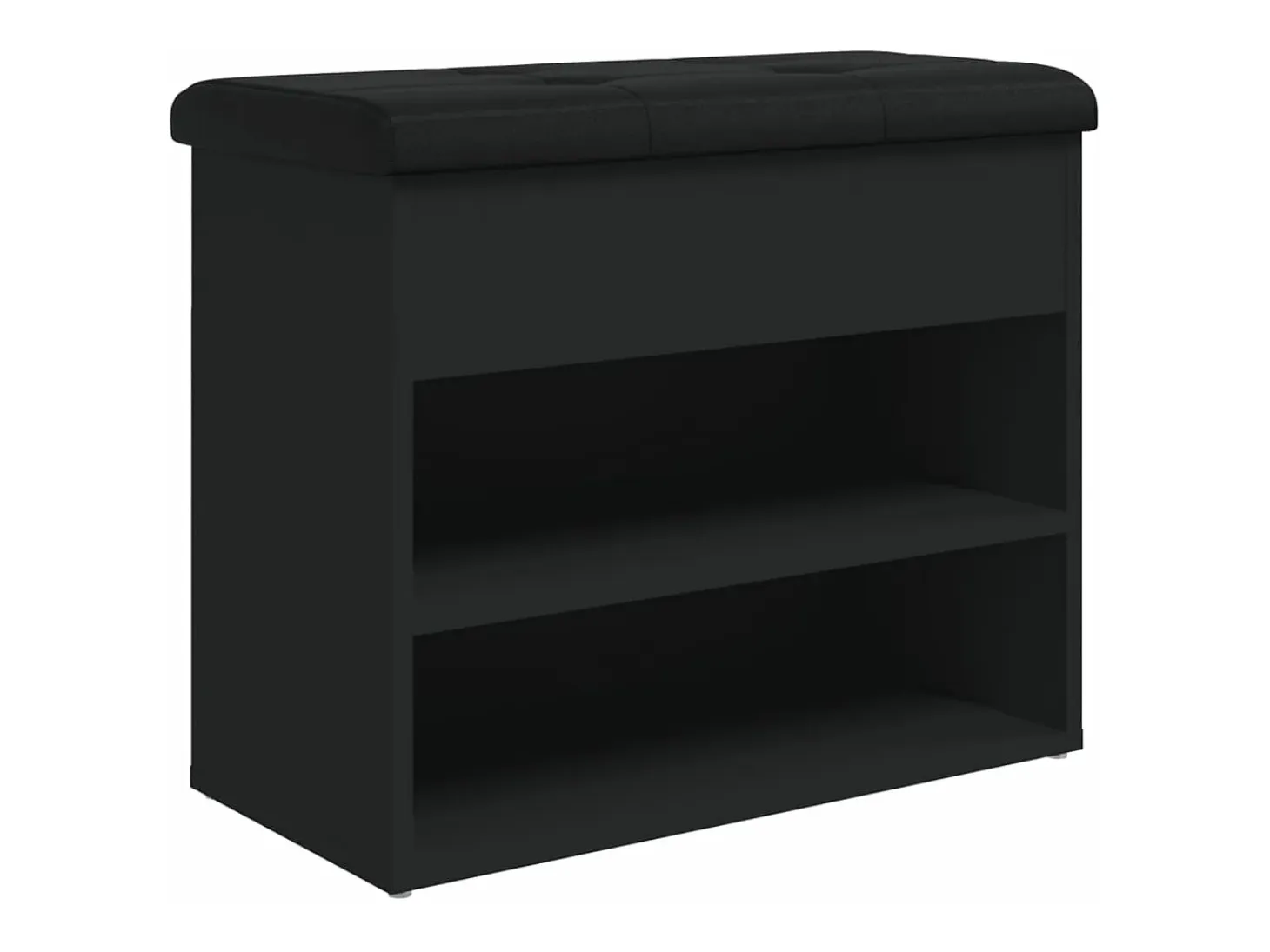 Banco zapatero madera de ingeniería negro 62x32x50 cm