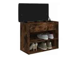 Banco zapatero madera de ingeniería roble ahumado 62x32x50 cm ES227724