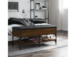 Banco zapatero madera de ingeniería marrón roble 102x42x45 cm ES798894