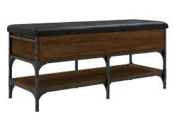 Banco zapatero madera de ingeniería marrón roble 102x42x45 cm ES798894