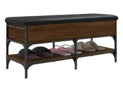 Banco zapatero madera de ingeniería marrón roble 102x42x45 cm ES798894
