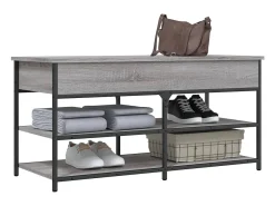 Banco zapatero madera de ingeniería gris Sonoma 100x42,5x50 cm ES210846