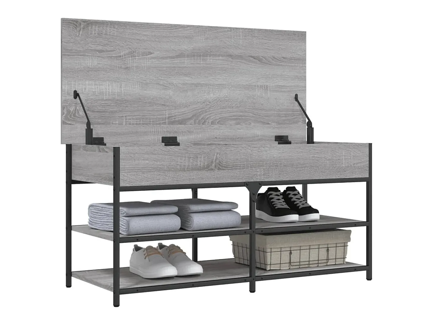 Banco zapatero madera de ingeniería gris Sonoma 100x42,5x50 cm ES210846
