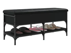 Banco zapatero madera de ingeniería negro 102x42x45 cm ES366807