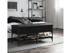 Banco zapatero madera de ingeniería negro 102x42x45 cm ES366807