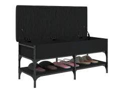 Banco zapatero madera de ingeniería negro 102x42x45 cm ES366807