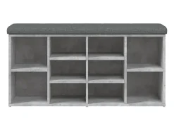 Banco zapatero madera de ingeniería gris hormigón 102x32x50 cm ES789336