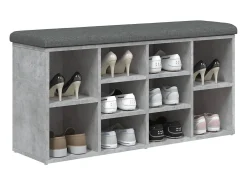 Banco zapatero madera de ingeniería gris hormigón 102x32x50 cm ES789336