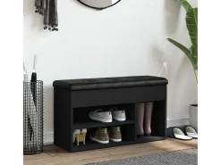 Banco zapatero madera de ingeniería negro 82x32x45,5 cm ES366132