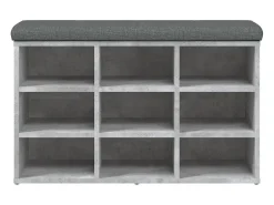 Banco zapatero madera de ingeniería gris hormigón 82x32x50 cm ES163488