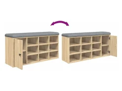 Banco zapatero madera de ingeniería roble Sonoma 102x32x50 cm