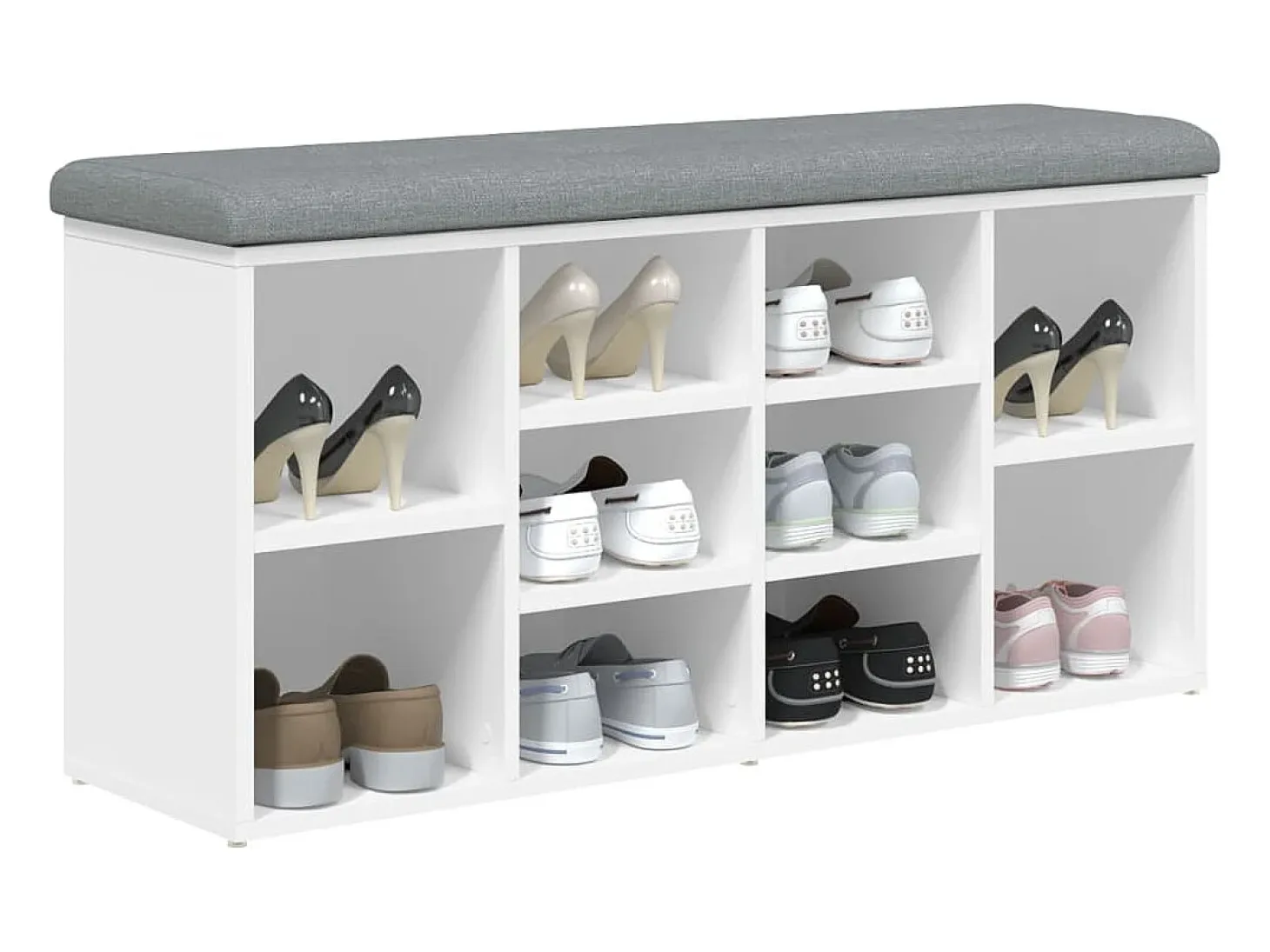 Banco zapatero madera de ingeniería blanco 102x32x50 cm ES648131
