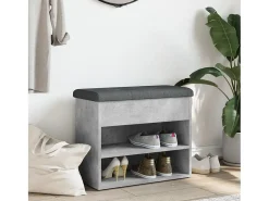 Banco zapatero madera de ingeniería gris hormigón 62x32x50 cm ES670011