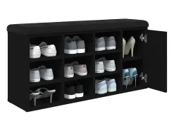 Banco zapatero madera de ingeniería negro 102x32x50 cm ES309073