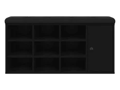 Banco zapatero madera de ingeniería negro 102x32x50 cm ES309073