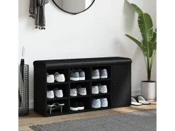 Banco zapatero madera de ingeniería negro 102x32x50 cm ES309073