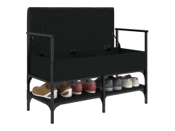 Banco zapatero madera de ingeniería negro 85,5x42x57,5 cm ES746475