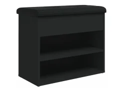 Banco zapatero madera de ingeniería negro 62x32x50 cm ES875241