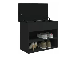 Banco zapatero madera de ingeniería negro 62x32x50 cm ES875241