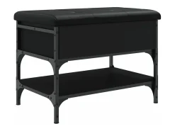 Banco zapatero madera de ingeniería negro 62x42x45 cm ES403401