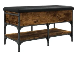 Banco zapatero madera de ingeniería roble ahumado 82x42x45 cm ES597430
