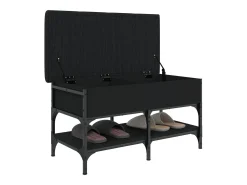Banco zapatero madera de ingeniería negro 82x42x45 cm ES639315