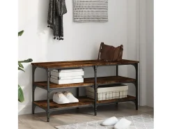 Banco zapatero madera ingeniería roble ahumado 100x38,5x49 cm ES500252