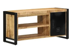 Banco zapatero marrón de madera maciza de mango