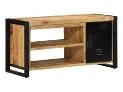 Banco zapatero marrón de madera maciza de mango