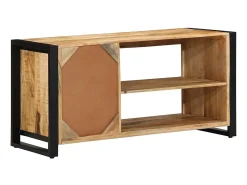 Banco zapatero marrón de madera maciza de mango