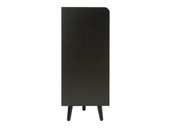 Banco zapatero moderno con 4 puertas y cojín - patas y tiradores de metal - color negro - 120 x 34 x 82 cm